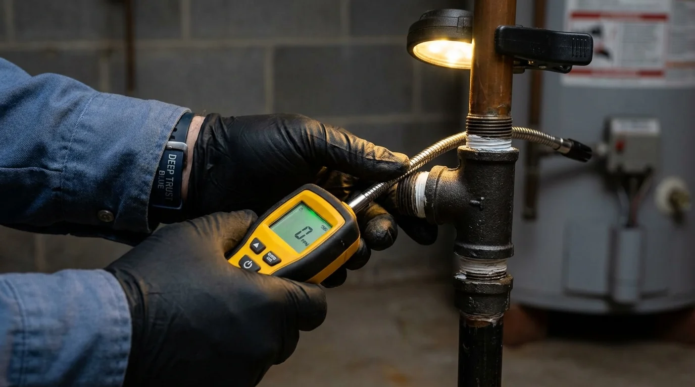 Gas leak detection with electronic sniffer by Johns Plumbing LLC in Alto